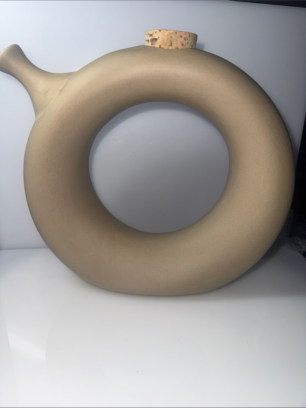 Hart Stone USA Circular Decorative Vase /Decanter in Beige